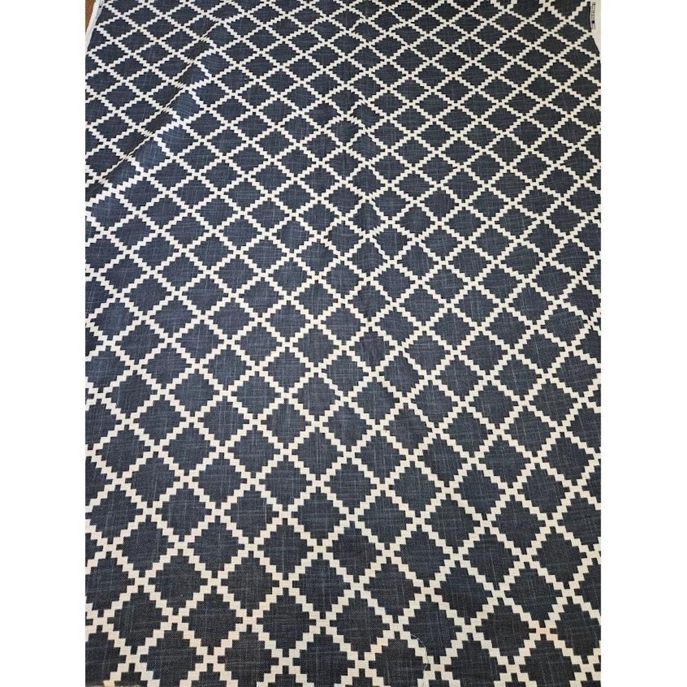 HC Monogram Lulu DK Gaston Navy Blue White Diamond Tile Fabric Price Per Yard